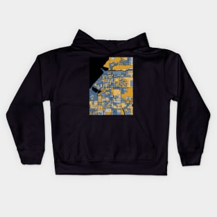 Anchorage Map Pattern in Blue & Gold Kids Hoodie